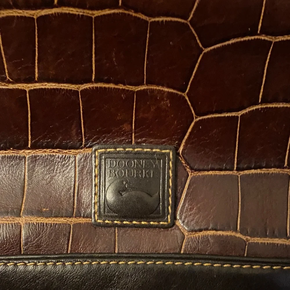 Dooney & Bourke Dark Brown Croc-Embossed Hobo Bag Set